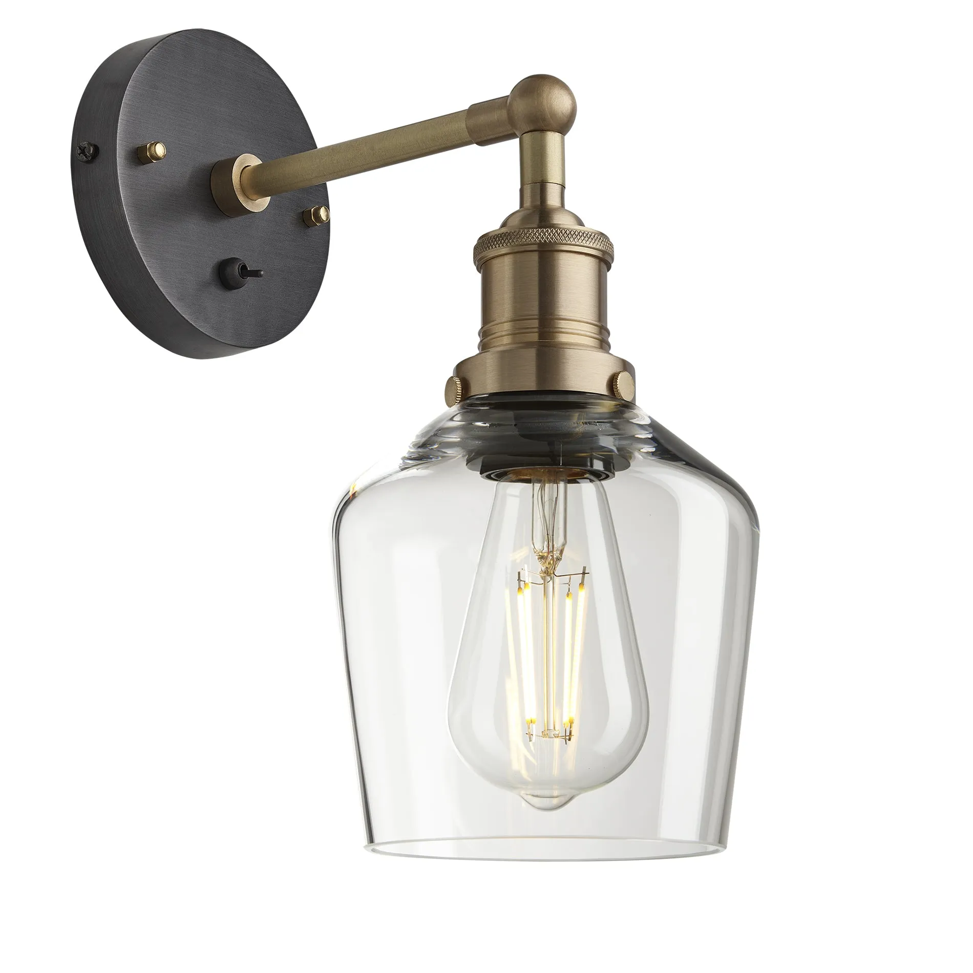 Brooklyn Glass Schoolhouse Wall Light - 5.5 Inch - Clear