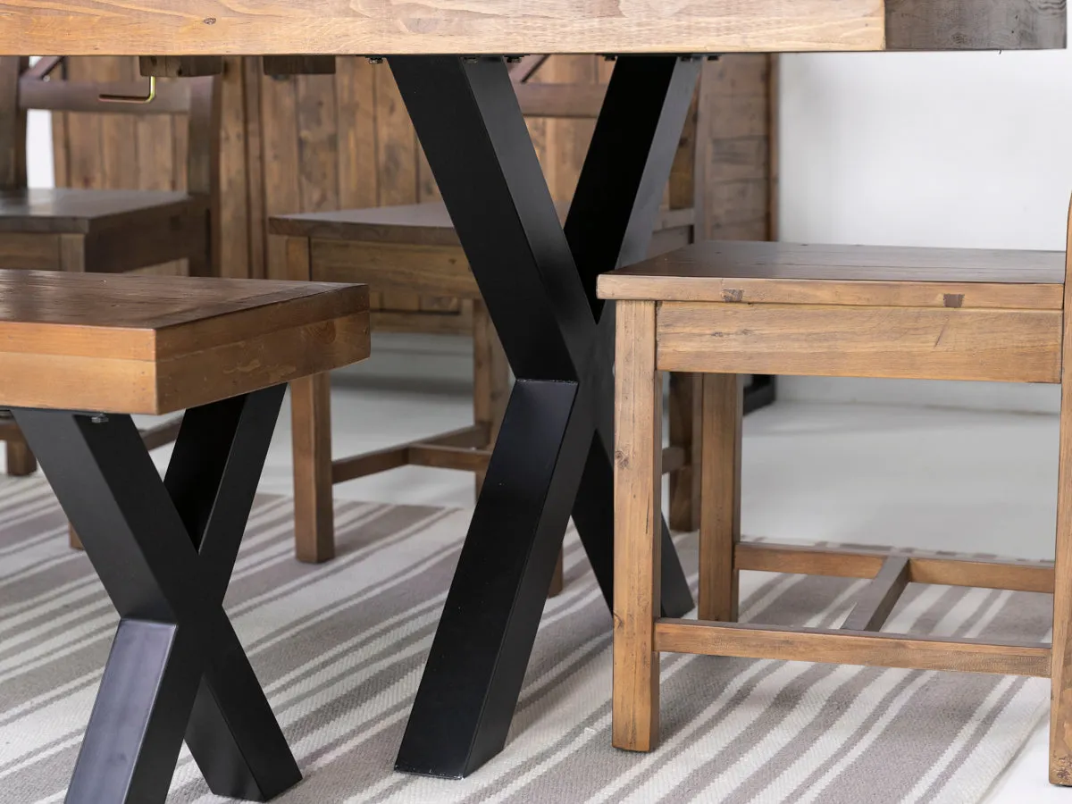 Brooklyn Large Extendable Cross Leg Dining Table (180cm - 240cm) & Grainger Brown Dining Chairs