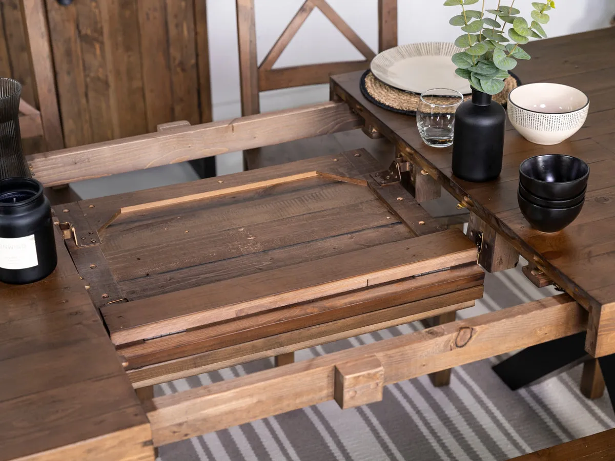 Brooklyn Large Extendable Cross Leg Dining Table (180cm - 240cm) & Grainger Brown Dining Chairs