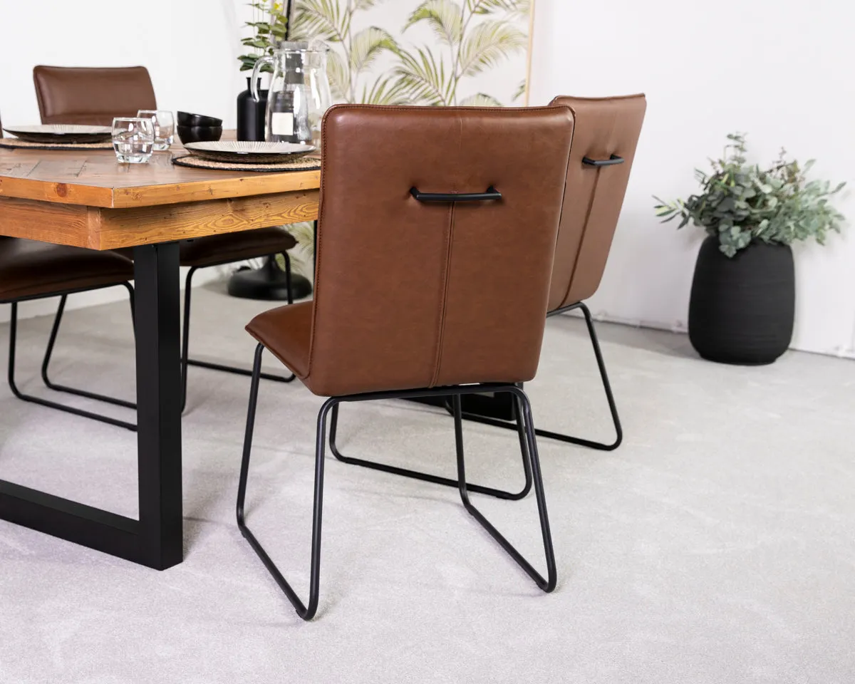 Brooklyn Large Extendable Cross Leg Dining Table (180cm - 240cm) & Grainger Brown Dining Chairs