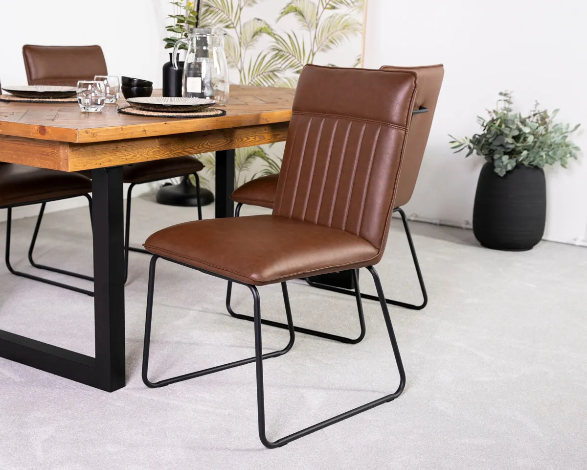 Brooklyn Large Extendable Cross Leg Dining Table (180cm - 240cm) & Grainger Brown Dining Chairs