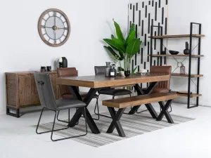 Brooklyn Large Extendable Cross Leg Dining Table (180cm - 240cm) & Grainger Grey Dining Chairs