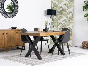 Brooklyn Light Extendable Cross Leg Dining Table (140cm - 180cm) & Grey Dallas Dining Chairs