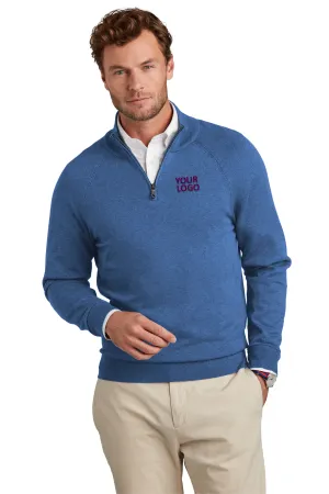 Brooks Brothers Cotton Stretch Custom 1/4-Zip Sweaters, Charter Blue Heather