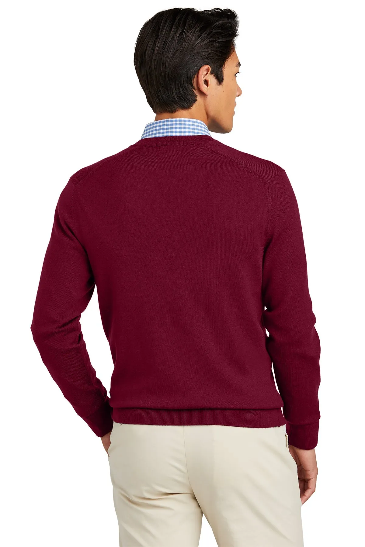 Brooks Brothers Washable Merino Custom V-Neck Sweaters, Vintage Port