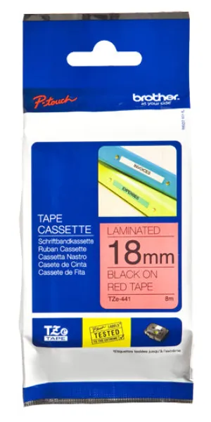 Brother Laminated Tape Tze-441 - Black On Red