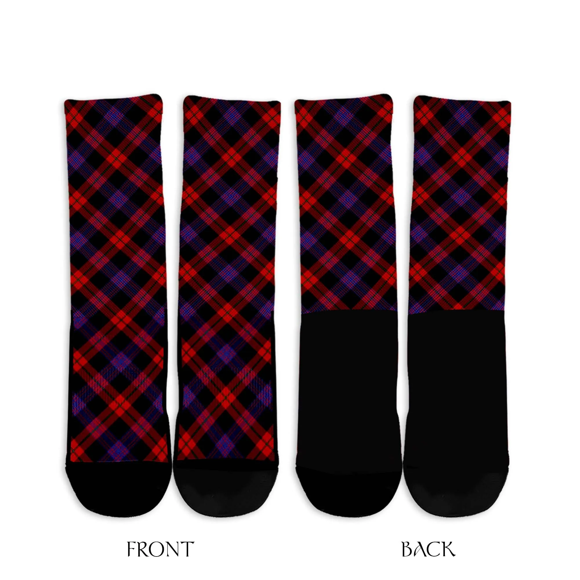 Broun Modern Tartan Crew Socks Cross Tartan Style