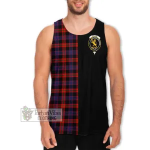 Broun Modern Tartan Men's Tank Top with Family Crest and Half Of Me Style