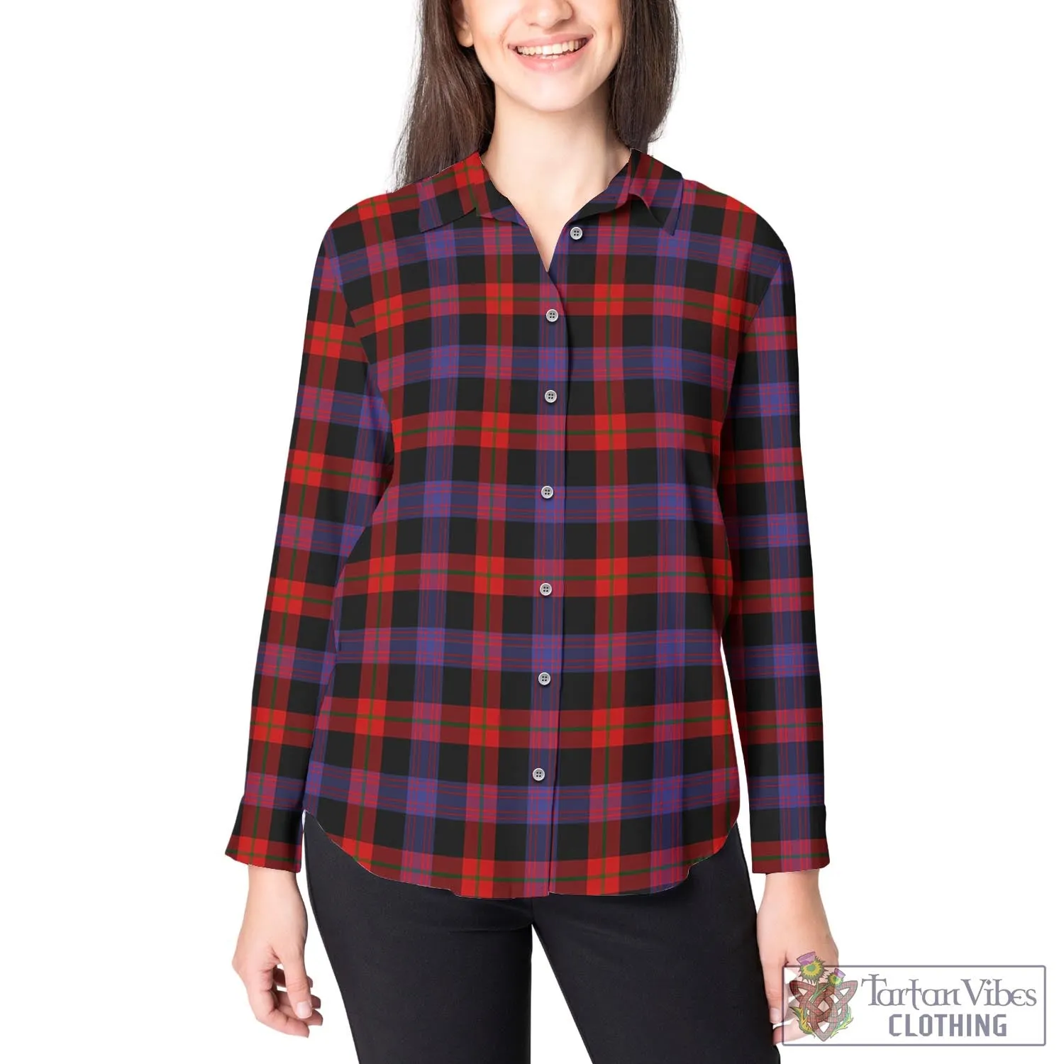 Broun Modern Tartan Women's Casual Shirt