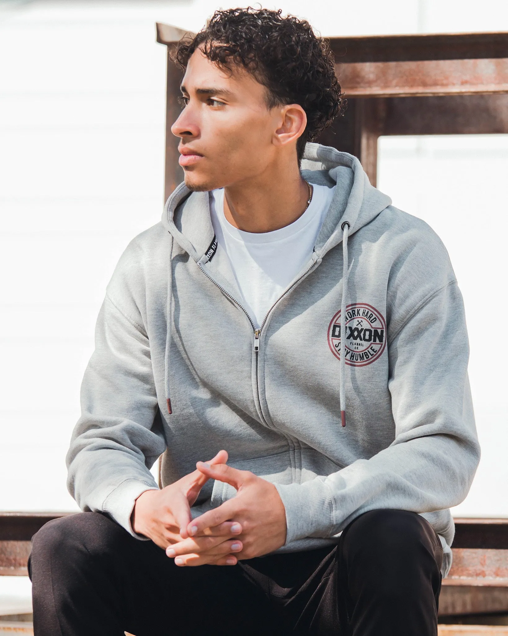 Brown & Black Corpo Zip Up - Heathered Gray