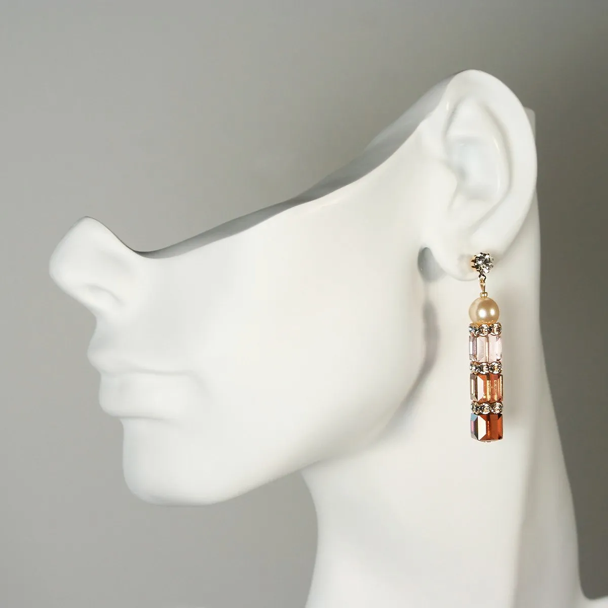 Brown & Champagne Cube Drop Earrings