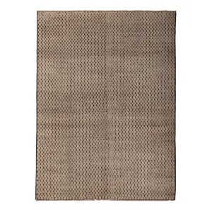 Brown & Cream Zameen Modern Wool Rug - 6'5" x 8'8"