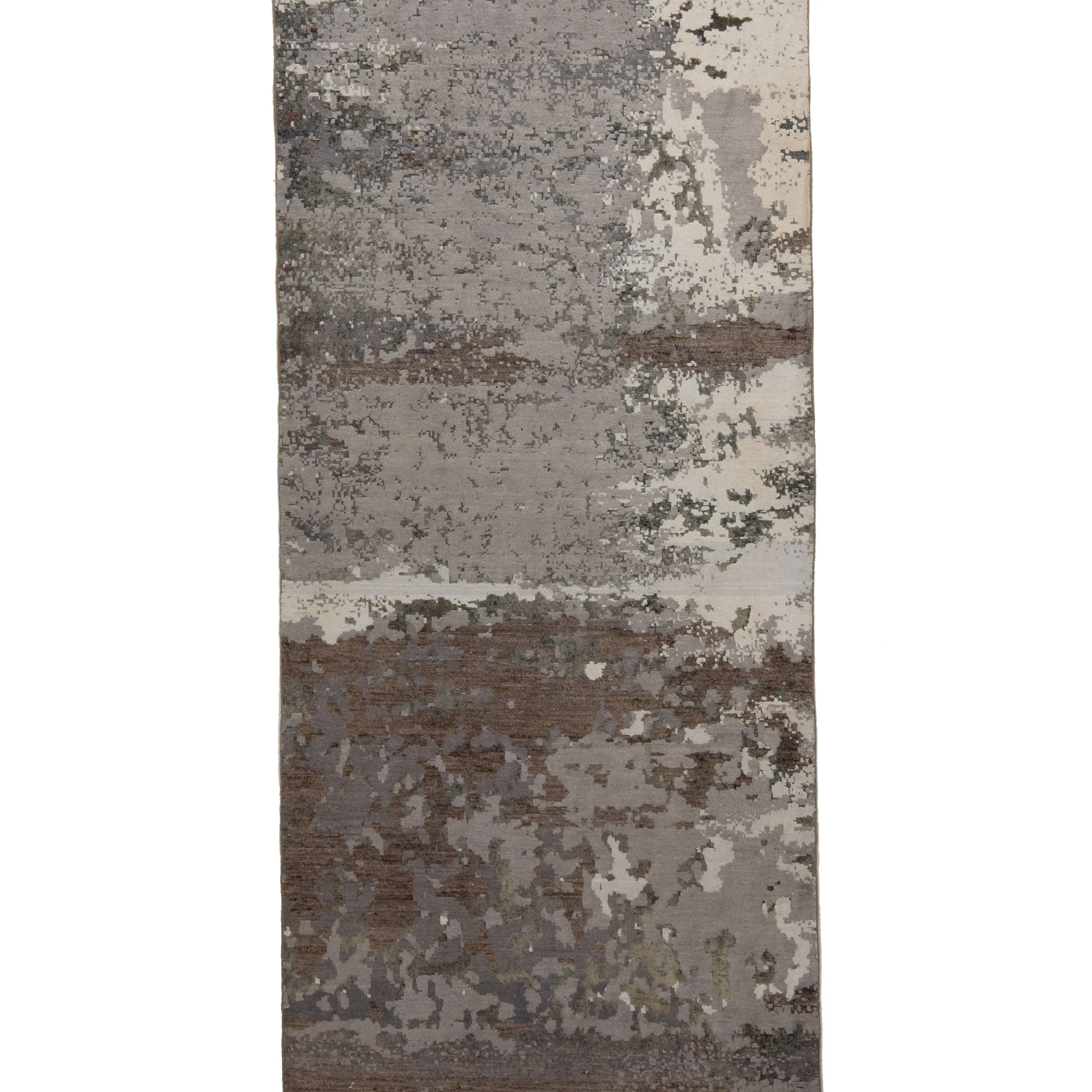 Brown & Ivory Modern Wool Silk Blend Rug - 4' x 6'2"