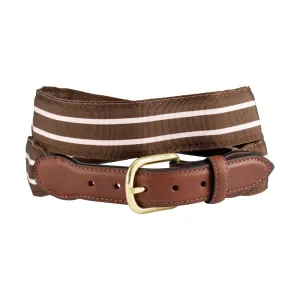 Brown & Pale Pink Grosgrain Ribbon Children's Belt