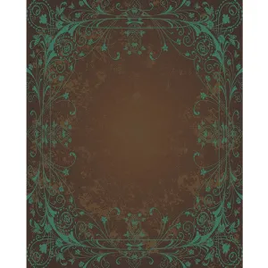 Brown & Teal Antique Vine Printed Backdrop