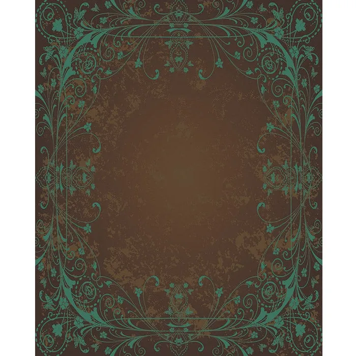 Brown & Teal Antique Vine Printed Backdrop