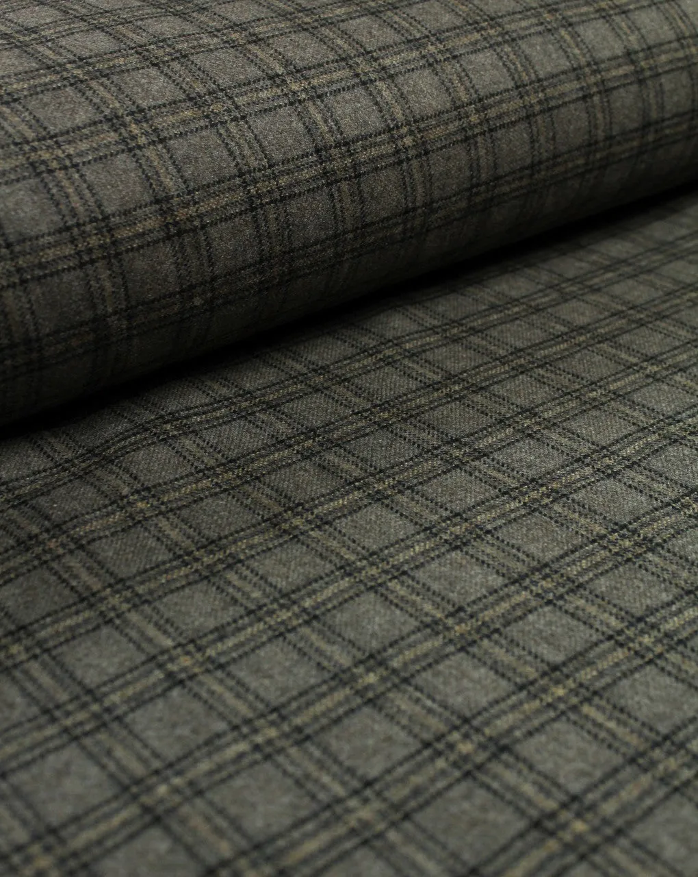 Brown And Black Checks Design Woolen Tweed Fabric