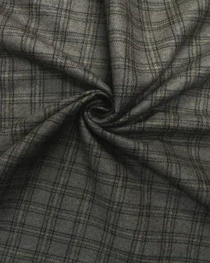 Brown And Black Checks Design Woolen Tweed Fabric