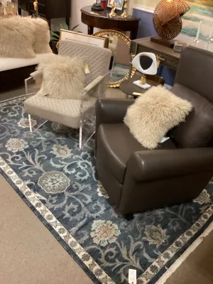 Brown and Blue Floral Area Rug