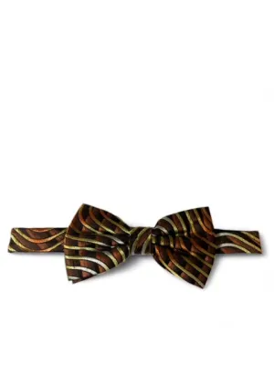 Brown and Gold Silk Bow Tie