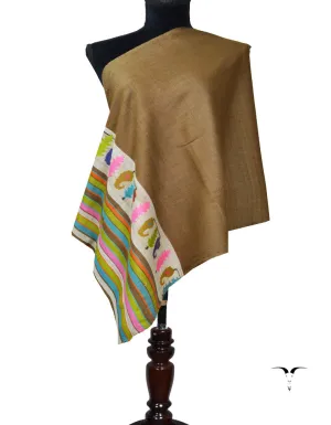 Brown and White Kani Pashmina Stole 7261