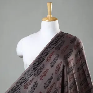 Brown - Bagh Block Printed Modal Silk Fabric