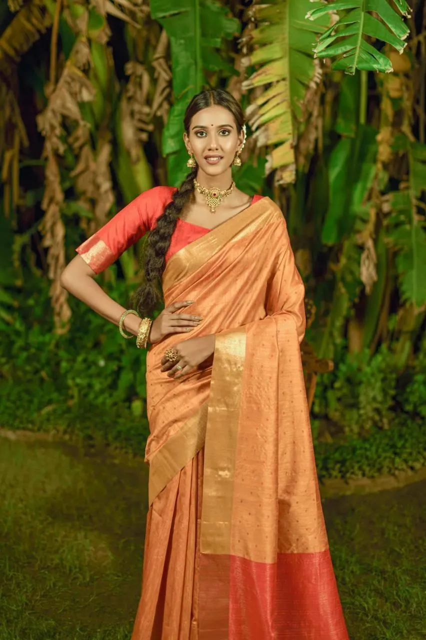 Brown Bandhani Bhagalpuri Silk  Saree