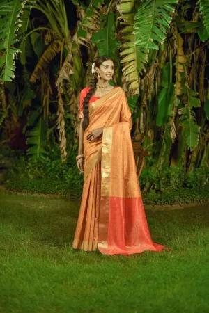 Brown Bandhani Bhagalpuri Silk  Saree