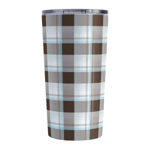 Brown Blue Plaid Tumbler Cup