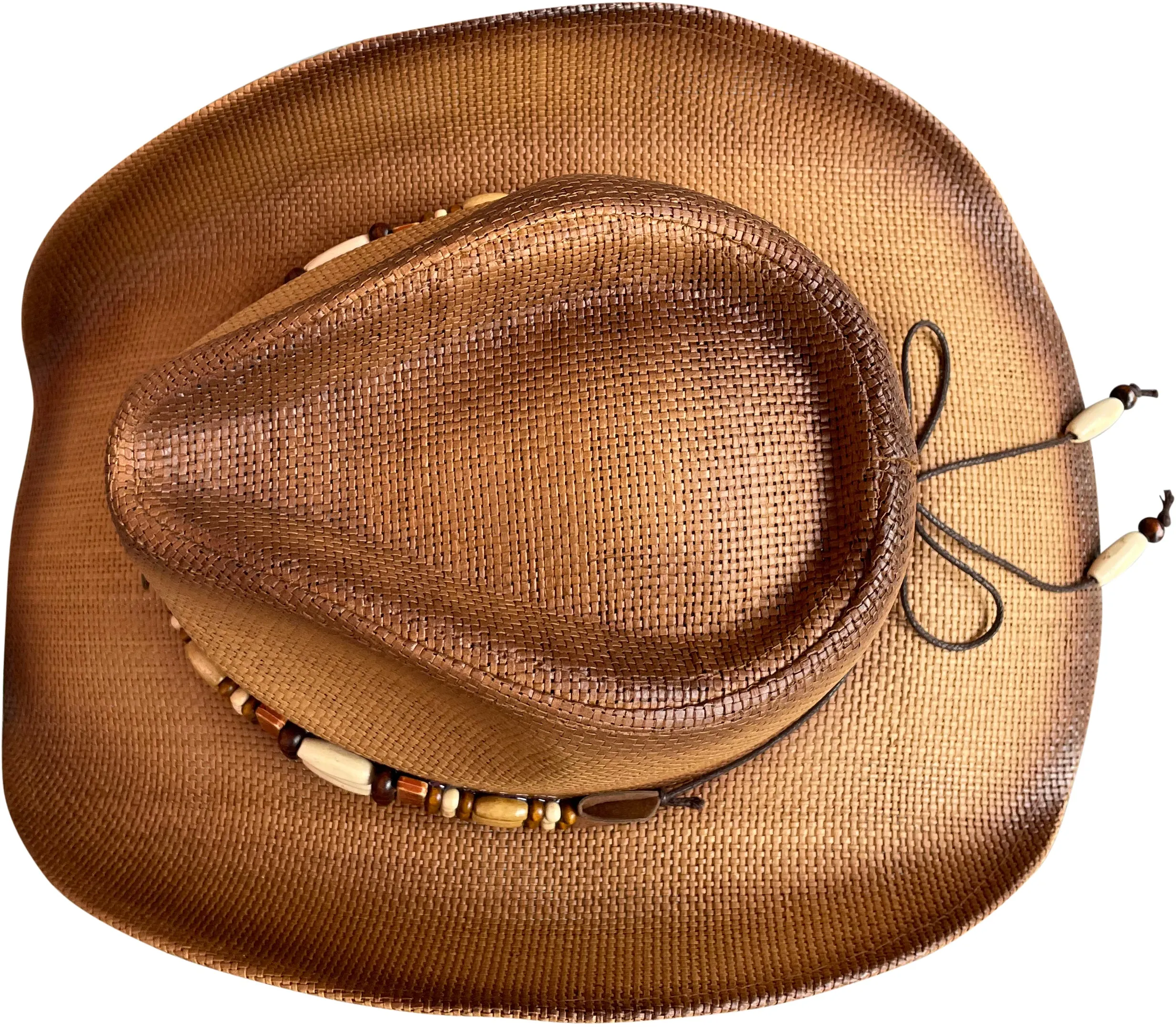 Brown Bronco Cowboy Hat Blue Bead