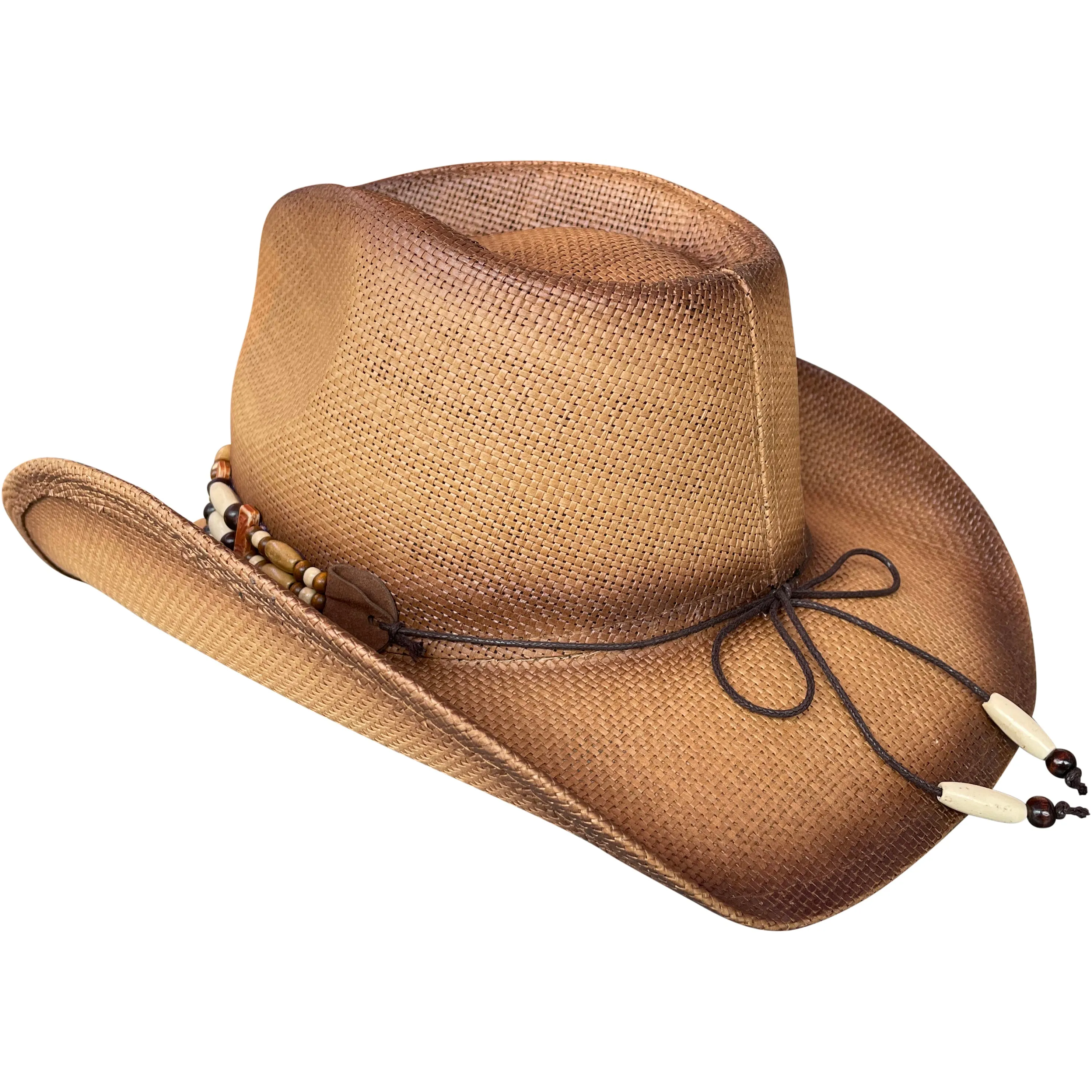 Brown Bronco Cowboy Hat Blue Bead