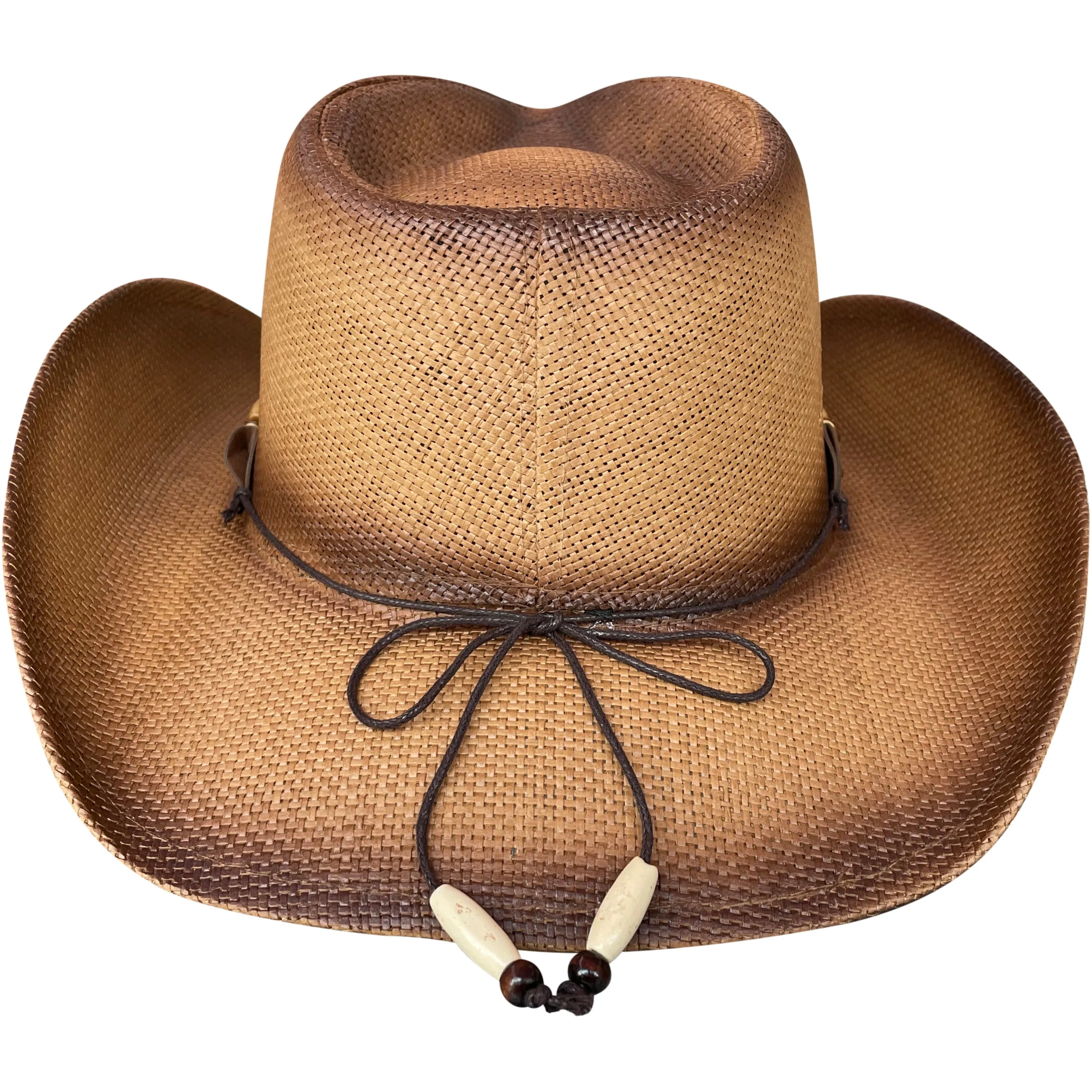 Brown Bronco Cowboy Hat Blue Bead