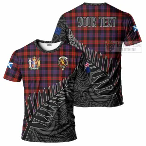 Brown (Broun) Crest Tartan T-Shirt with New Zealand Silver Fern Half Style