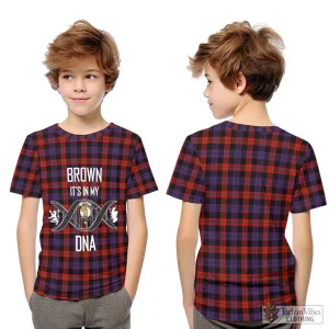 Brown (Broun) Tartan Kid T-Shirt with Family Crest DNA In Me Style