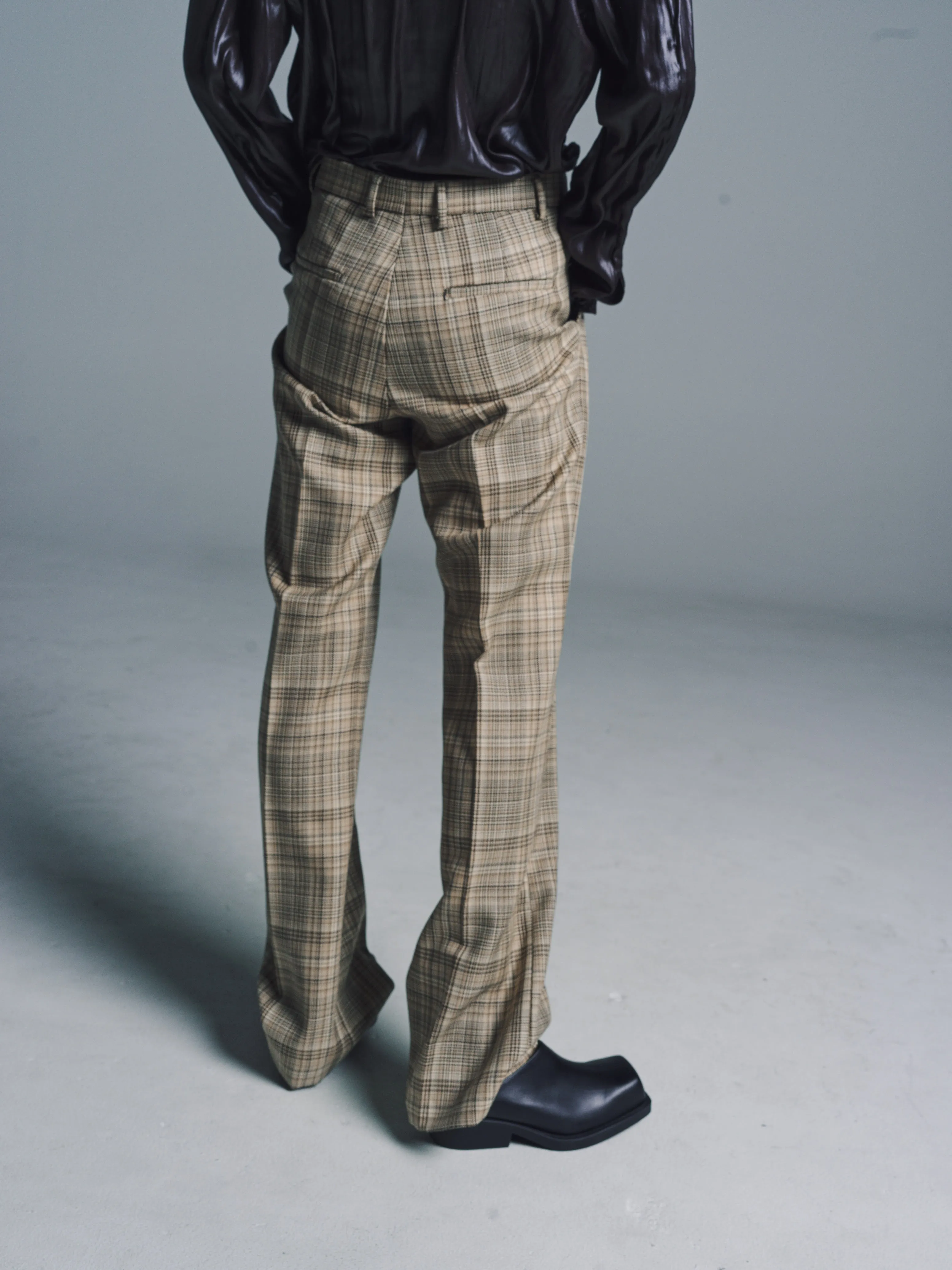 Brown Check Ryle Bootcut Trousers