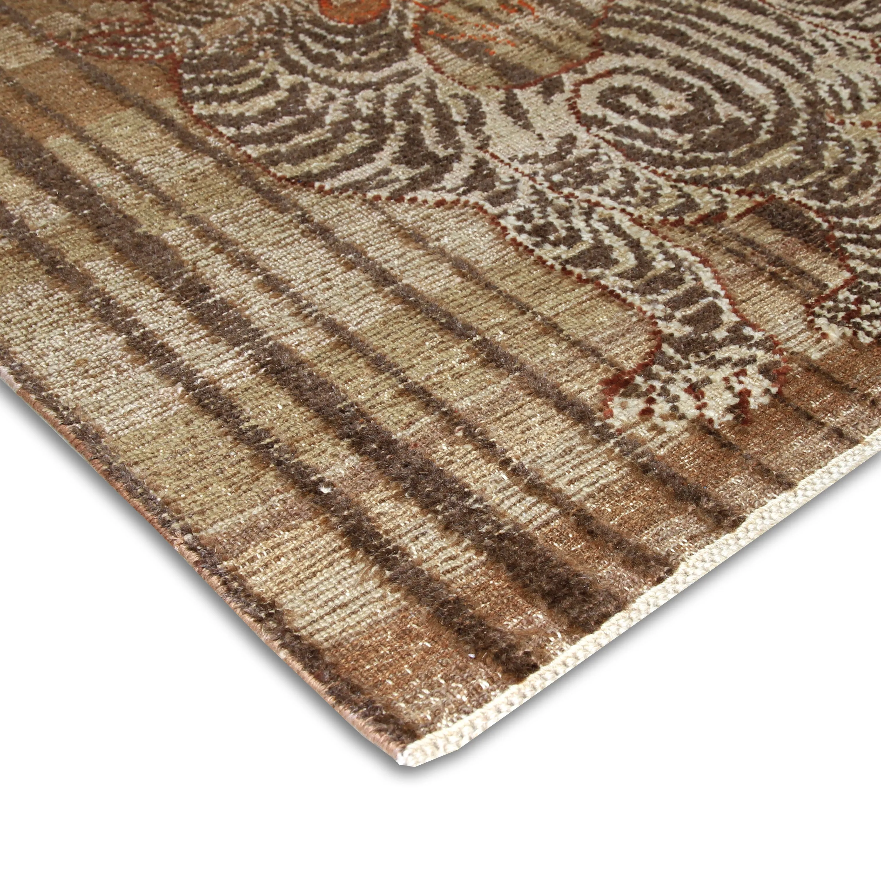 Brown Double Tiger Moroccan Wool Rug - 4'6" x 6'4"