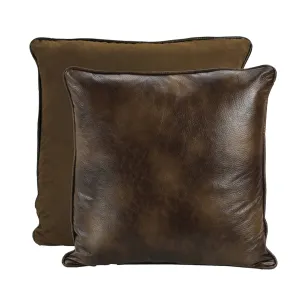 Brown Faux Leather & Faux Suede Reversible Euro Sham