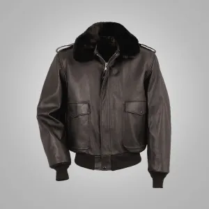 Brown Flying RAF A2 Cowhide Leather Flight Jacket For Men