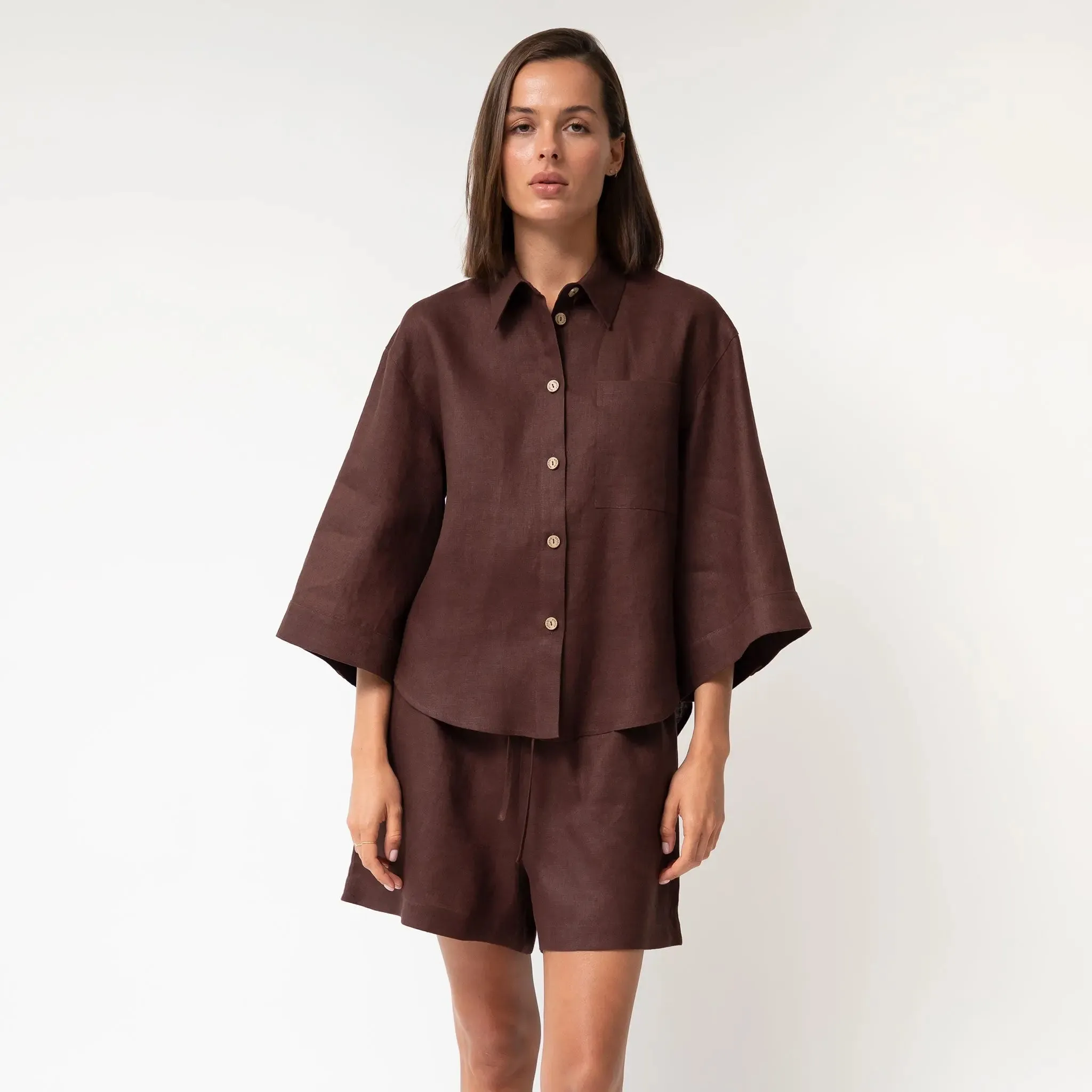 Brown Heavy Linen Shorts Perfect Days