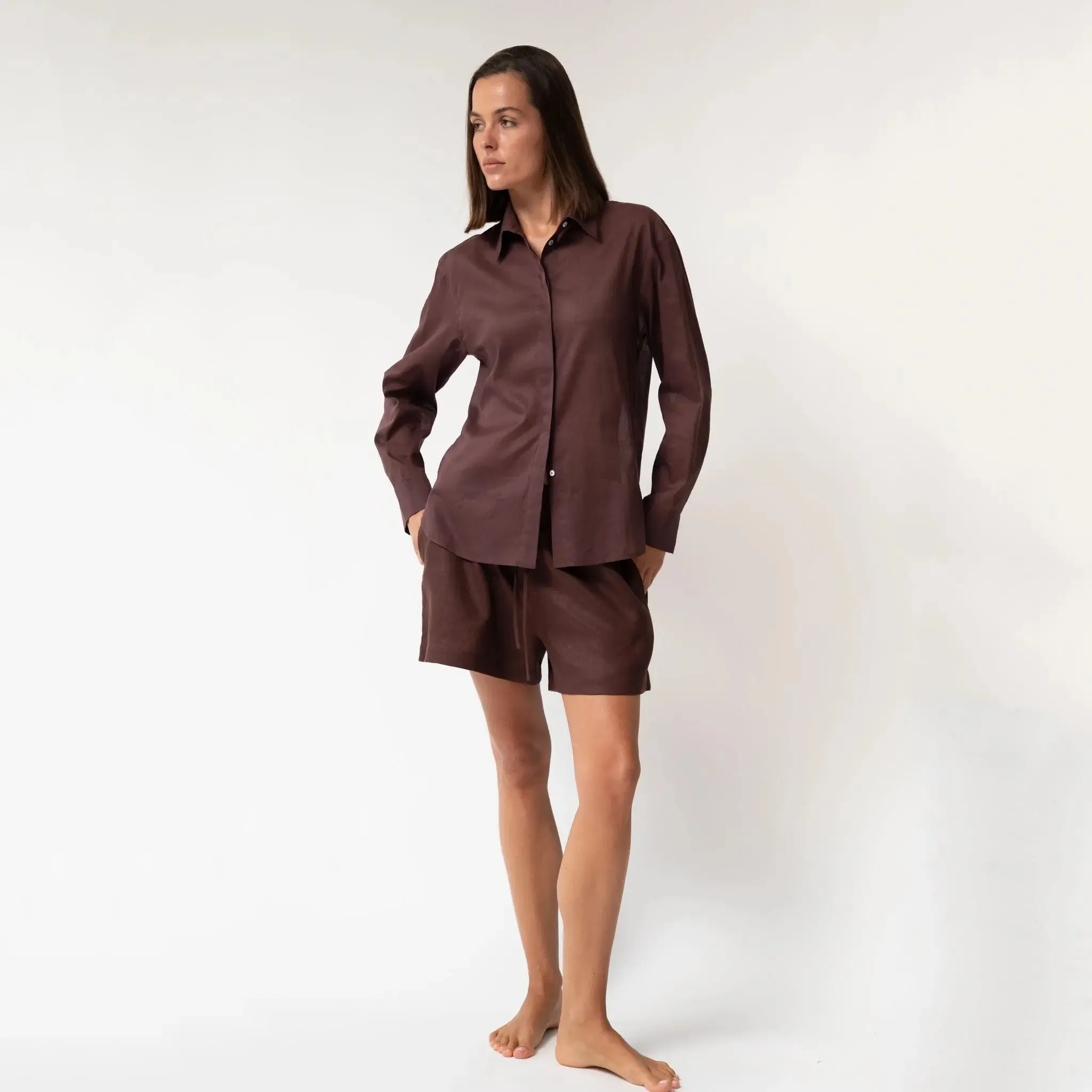 Brown Heavy Linen Shorts Perfect Days