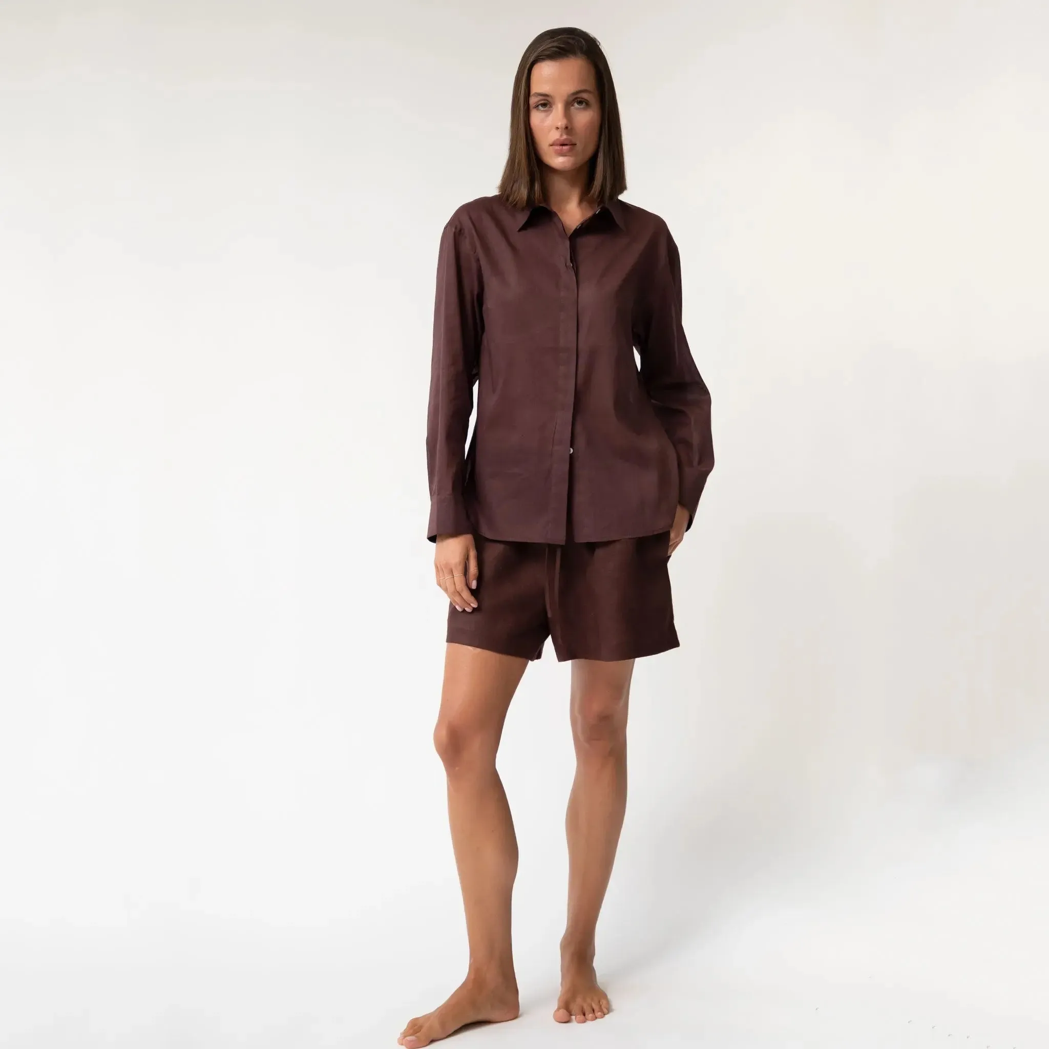 Brown Heavy Linen Shorts Perfect Days