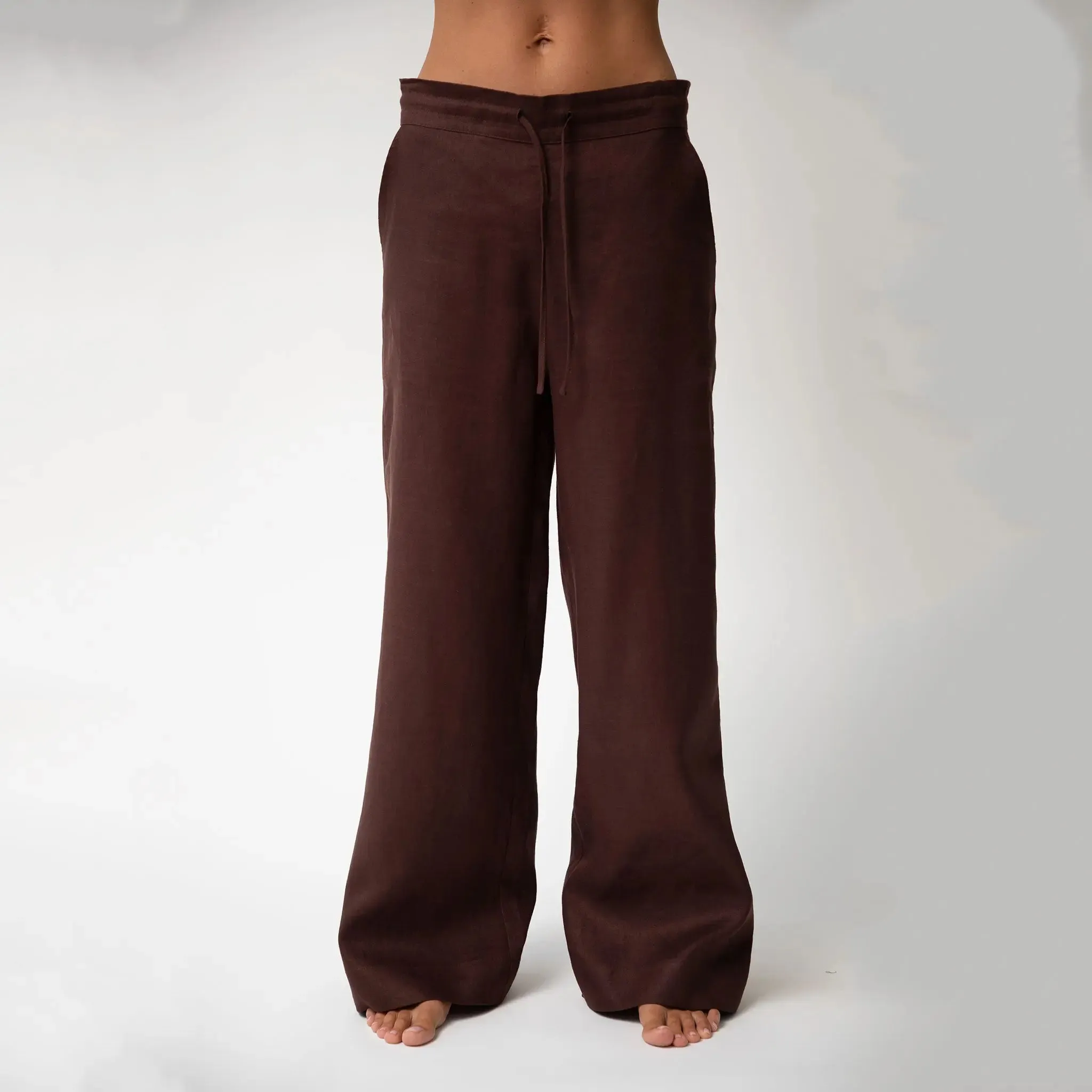 Brown Heavy Linen Wide-Leg Pants Perfect Days