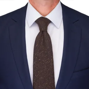 Brown Herringbone Donegal Cotton Silk Wool Tie