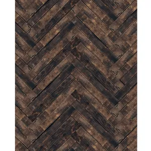 Brown Herringbone Planks Printed Backdrop