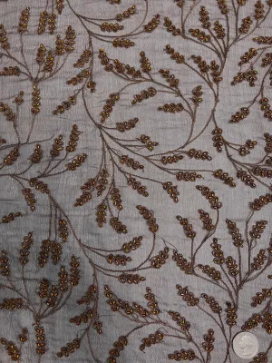 Brown JEC-176-2 Sequins & Beads on Silk Chiffon