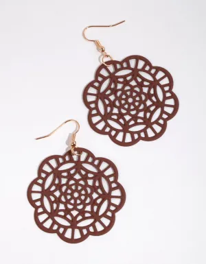 Brown Kaleidoscope Drop Earrings