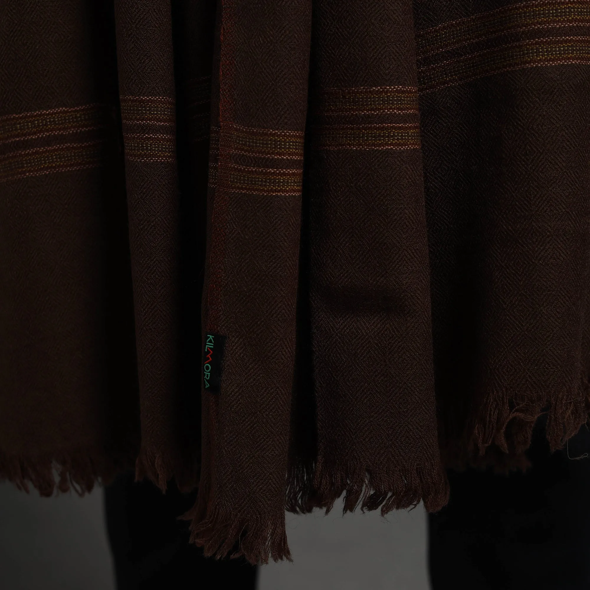 Brown - Kumaun Handwoven Pure Merino Wool Shawl for Men 04