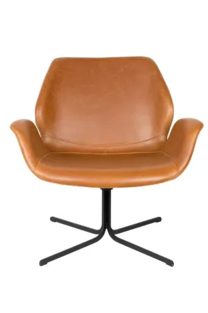 Brown Leather Butterfly Swivel Chair | Zuiver Nikki