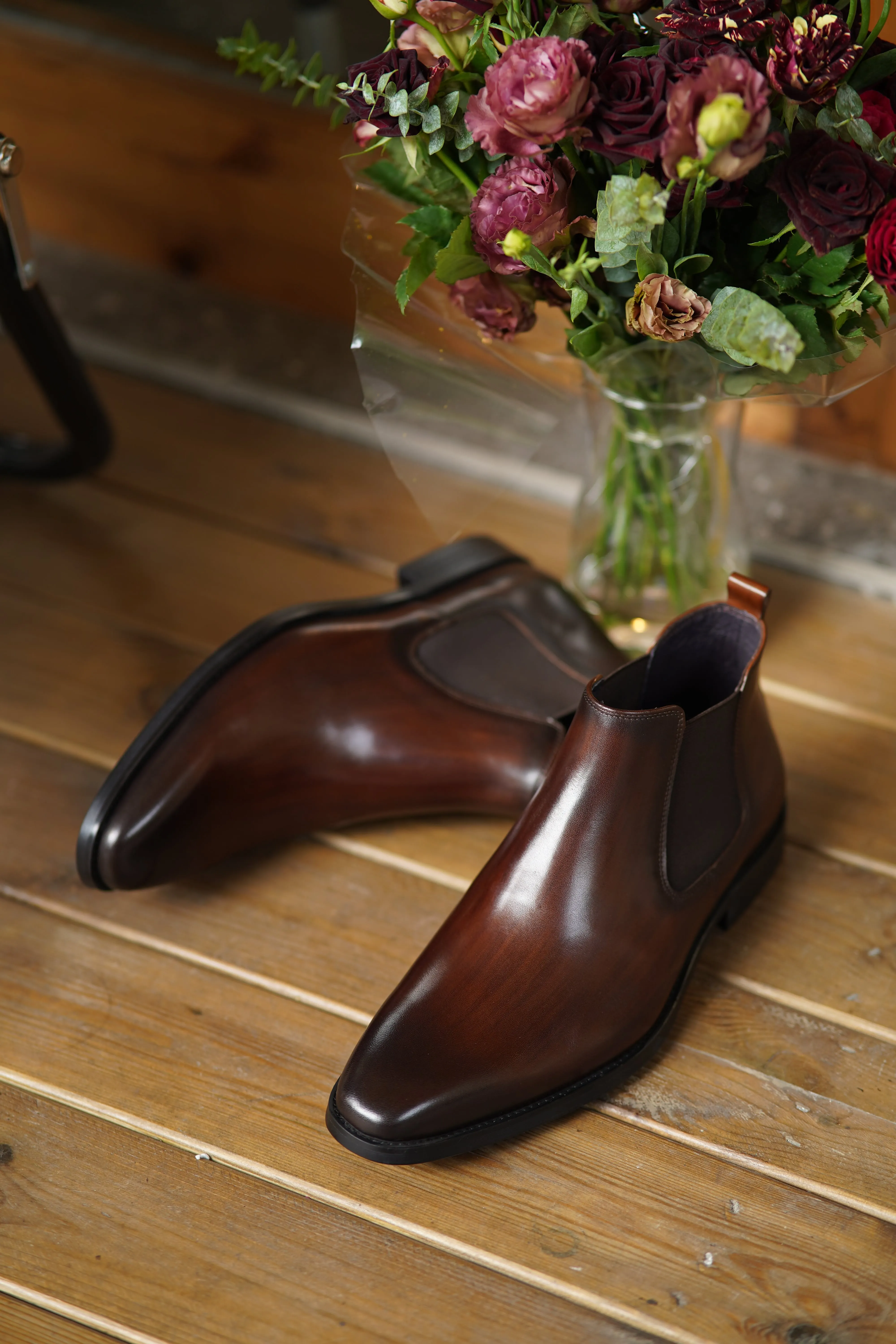 Brown Leather Chelsea Boots