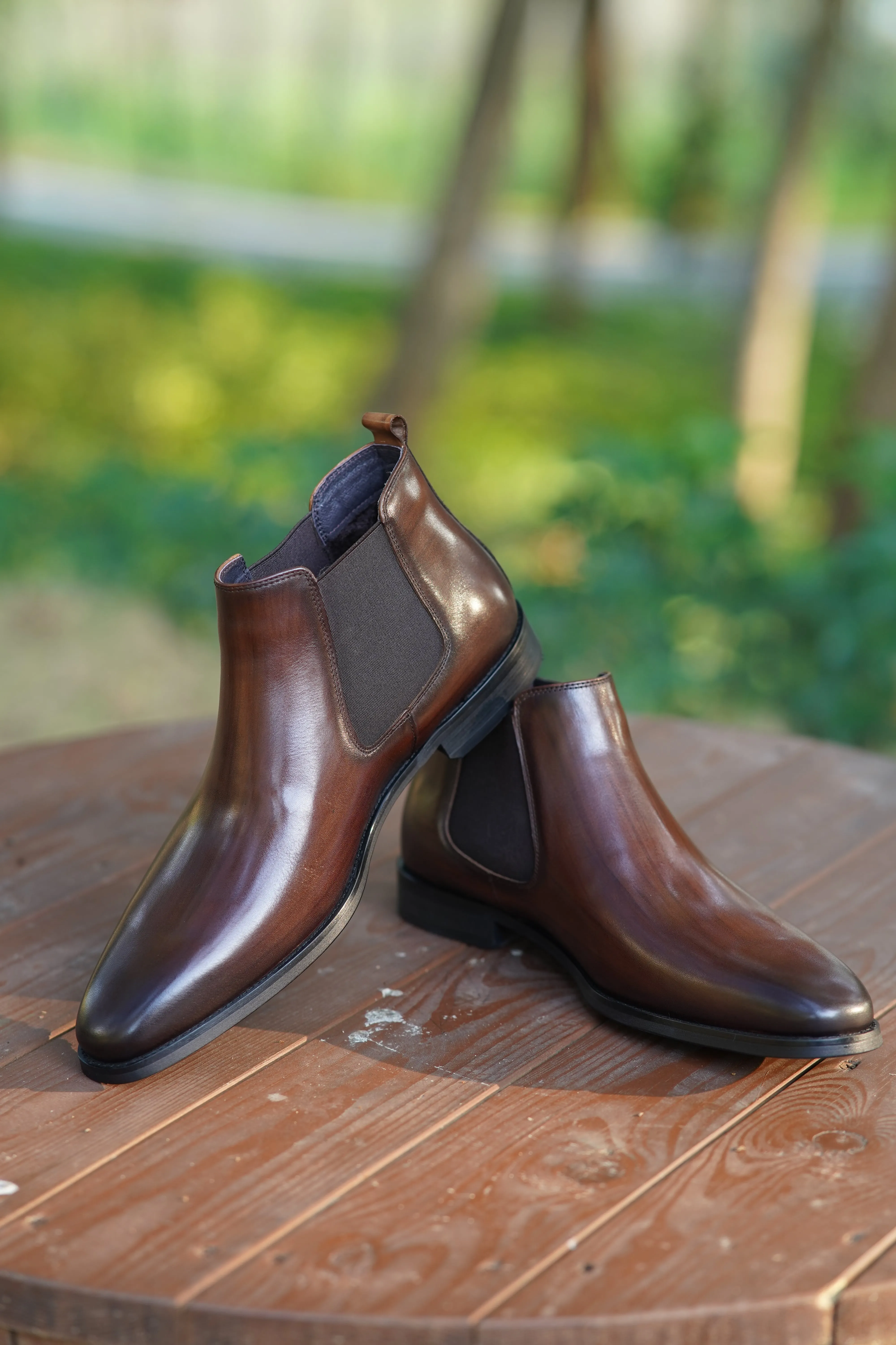 Brown Leather Chelsea Boots